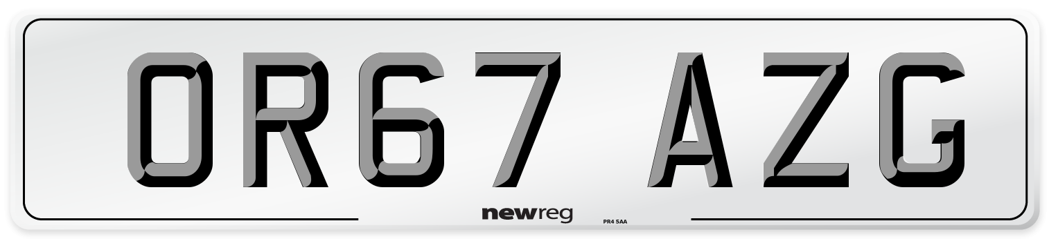 OR67 AZG Number Plate from New Reg